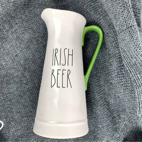 Rae Dunn IRISH BEER Pitcher w/ Green Handle - Picture 5 of 7